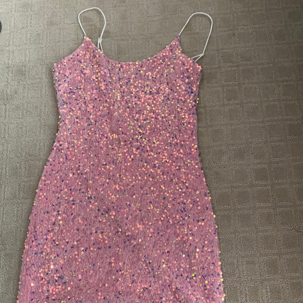 Mini pink sequin dress